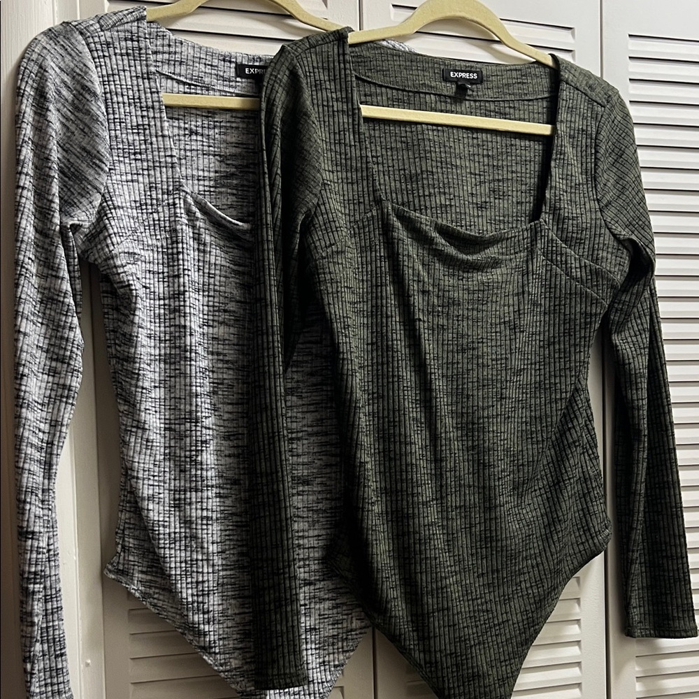 Express Women's Long Sleeve Bodysuits - Black and Olive